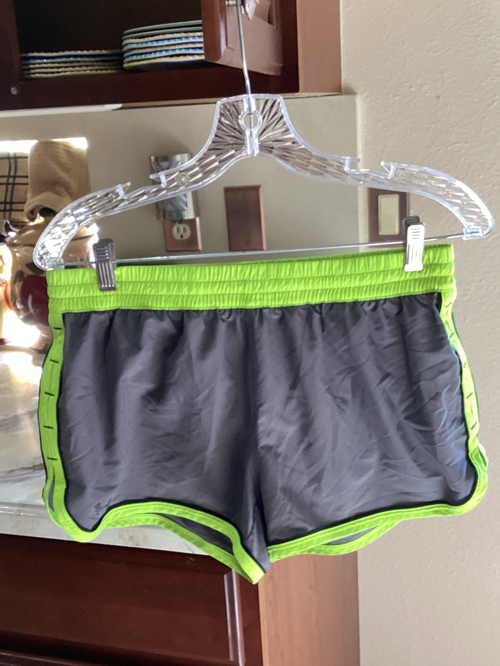 Under Armour Gray Athletic Shorts with Neon Green Trim
